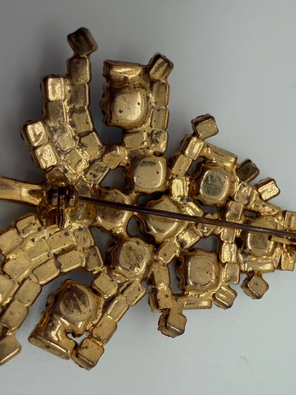 Vintage Czech glass Christmas tree brooch